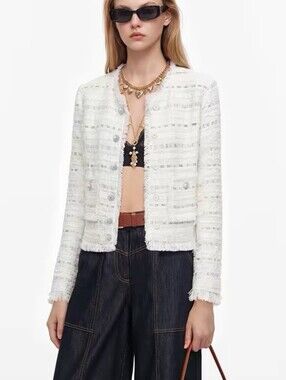 Self Portrait White Boucle Jacket